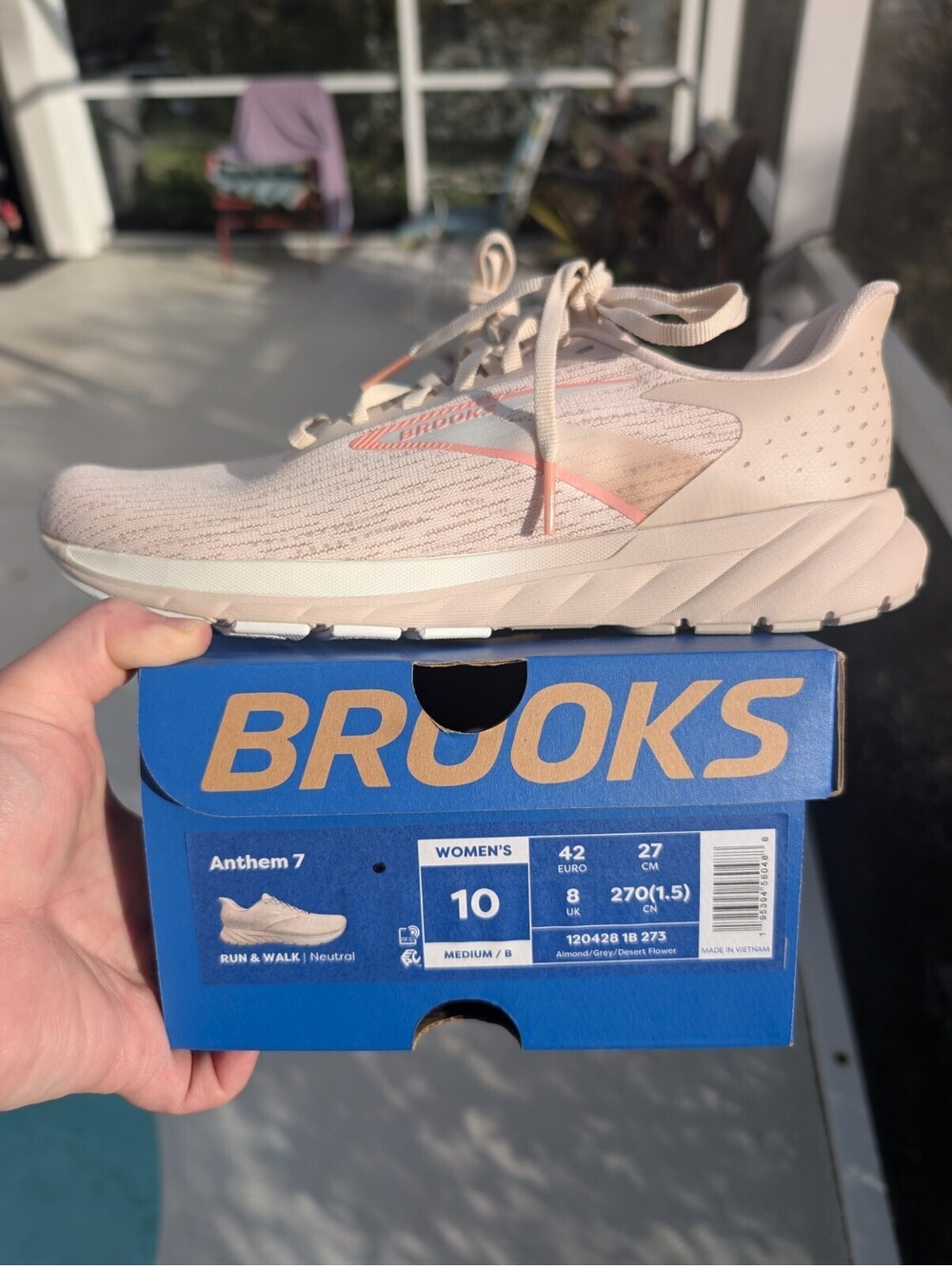 Brooks Anthem 7 Running Shoes Women's Size 10 Almond Beige Pink Walking Comfort
